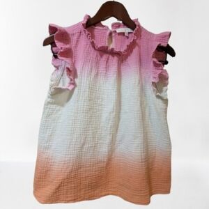 Karlie Vibrant Pink Knit Top Ruffle Sleeves Size Small